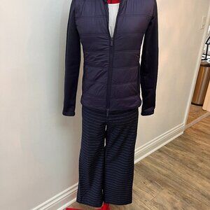 Banana Republic Logan Crop Navy Blue Dress Pant w/White Dotted Stripes